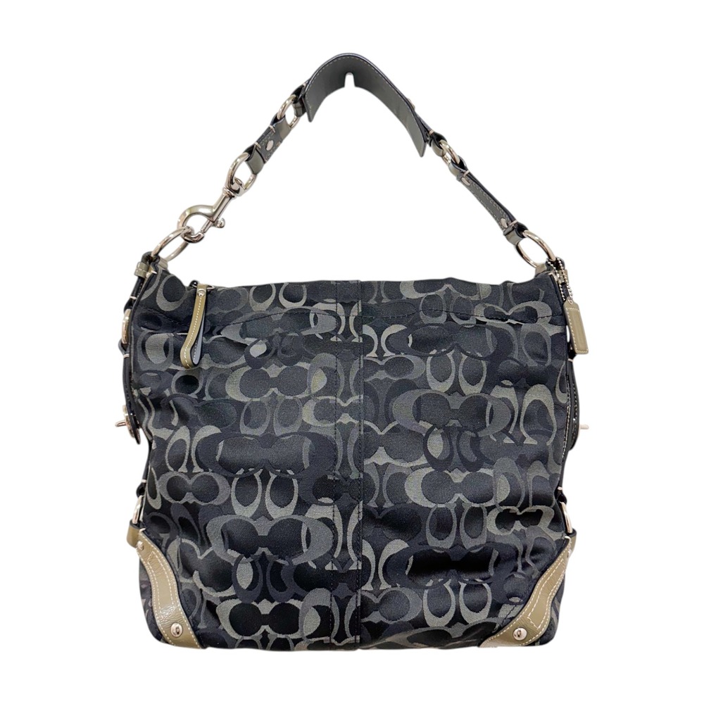 Coach Carly Large Optic Signature Jacquard Hobo Navy Olive F13981